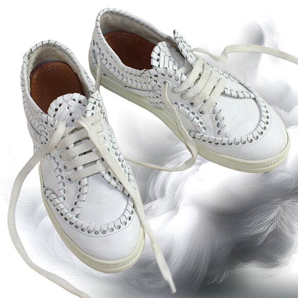 Alaia Tacco White Leather Bold Overcast Accent Stitch Lace-Up, Size 36 (US 6) - Picture 4 of 13